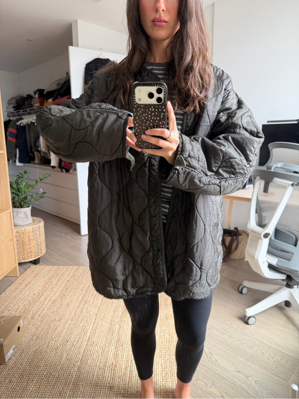 Vintage Quilted Oversized Military Liner